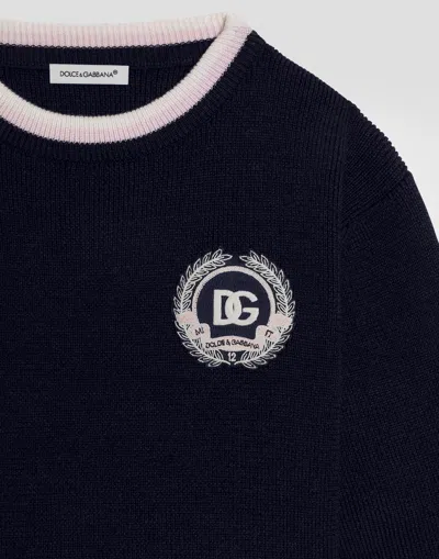 Dolce & Gabbana Solid Knit Sweater In Blue