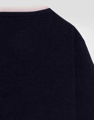 Dolce & Gabbana Solid Knit Sweater In Blue