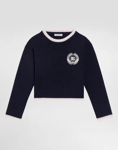 Dolce & Gabbana Solid Knit Sweater In Blue