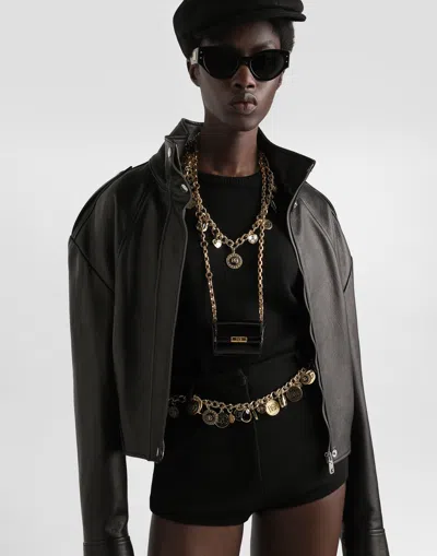 Dolce & Gabbana Plongé Goat Leather Jacket In Black