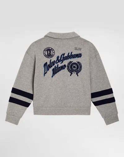 Dolce & Gabbana Button-up Embroidered Cardigan In Gray