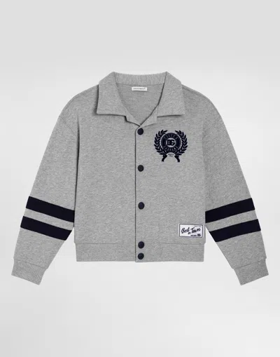 Dolce & Gabbana Button-up Embroidered Cardigan In Gray