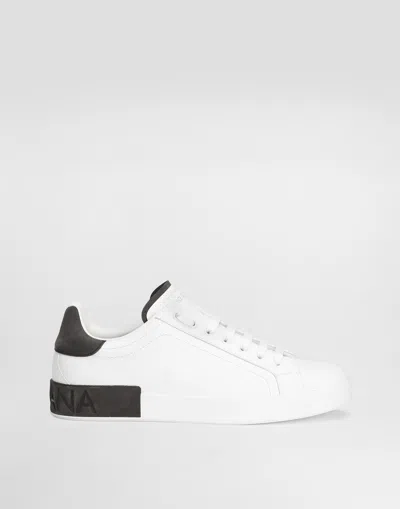 Dolce & Gabbana Portifano Panelled Leather Sneakers In White