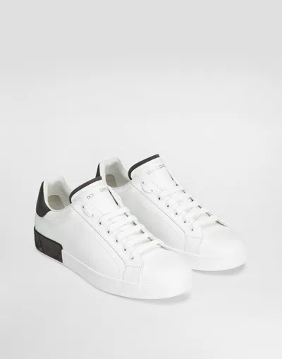 Dolce & Gabbana Portifano Panelled Leather Sneakers In White