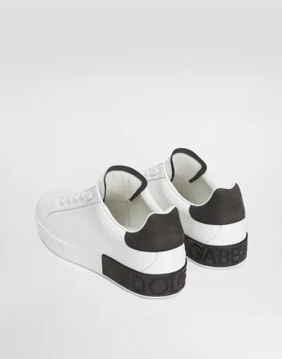 Dolce & Gabbana Portifano Panelled Leather Sneakers In White
