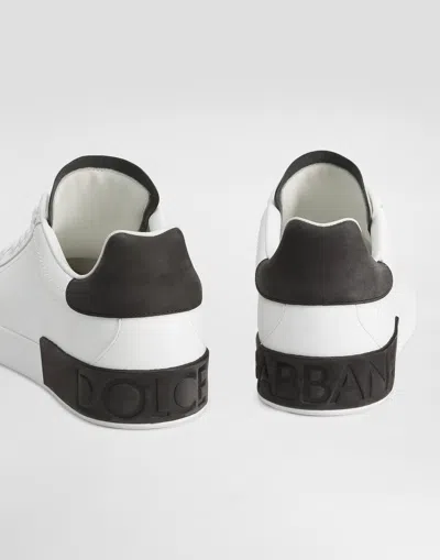 Dolce & Gabbana Portifano Panelled Leather Sneakers In White