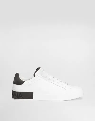 Dolce & Gabbana Portifano Panelled Leather Sneakers In White