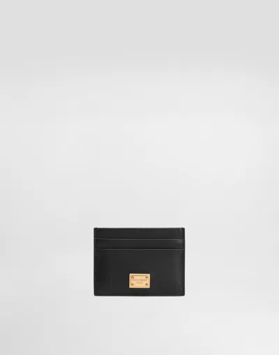 Dolce & Gabbana Black Dauphine Leather Card Holder In Black