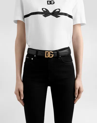Dolce & Gabbana Dg Logo Belt In Black