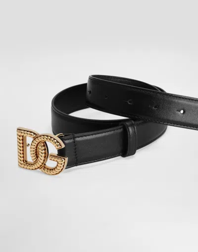 Dolce & Gabbana Dg Logo Belt In Black