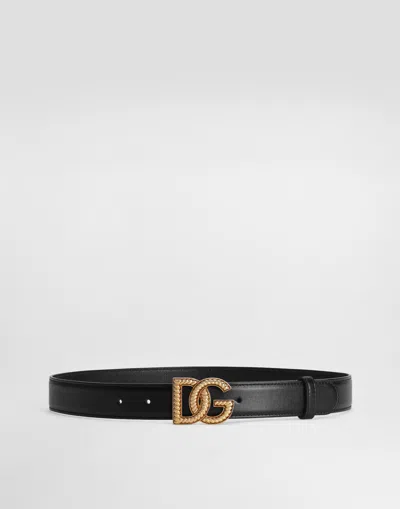 Dolce & Gabbana Dg Logo Belt In Black