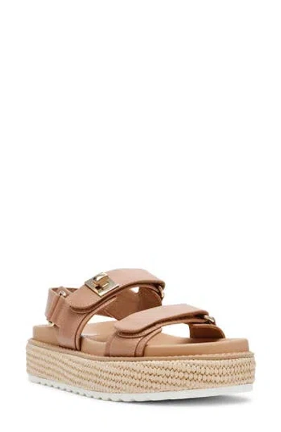 Steve Madden Bigmona Raffia Platform Sandal In Brown
