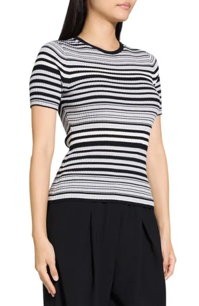 Theory Ribbed Short-sleeve Sweater In Regal Wool In Multi