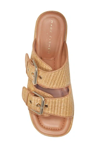 Marc Fisher Ltd Floral Dual-buckle Platform Sandals In Sand