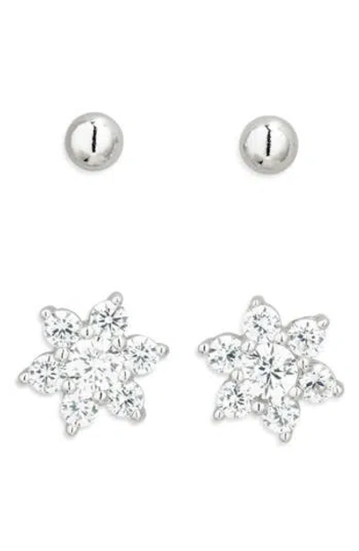 Argento Vivo Set Of 2 Pavé Cubic Zirconia Star Stud Earrings In Silver