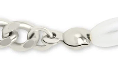 Sterling Forever Nell Curb Chain & Faux Pearl Beaded Bracelet In Metallic