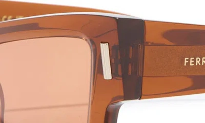 Ferragamo Rivets 53mm Modified Rectangular Sunglasses In Brown