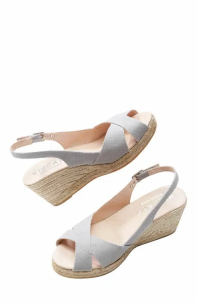 Viscata Llansa Canvas Espadrille Sandal Wedges In Gray