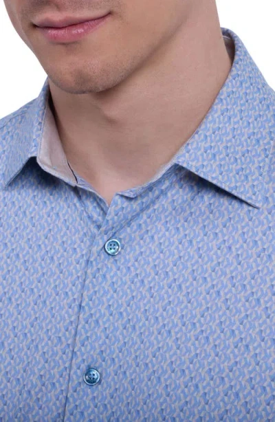 Bugatchi Jimmy Ooohcotton® Geo Print Button-up Shirt In Blue
