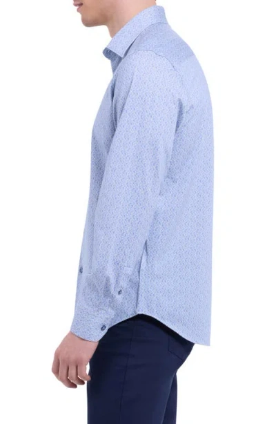 Bugatchi Jimmy Ooohcotton® Geo Print Button-up Shirt In Blue