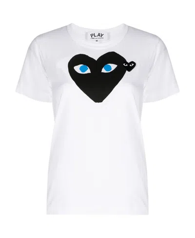 Comme Des Garçons Play Printed Heart Cotton T-shirt In White