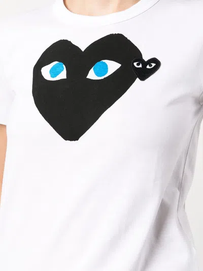 Comme Des Garçons Play Printed Heart Cotton T-shirt In White