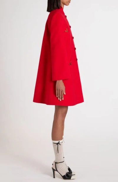 Valentino Wool And Cashmere Coat In Red