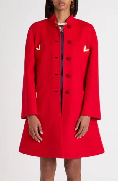 Valentino Wool And Cashmere Coat In Red