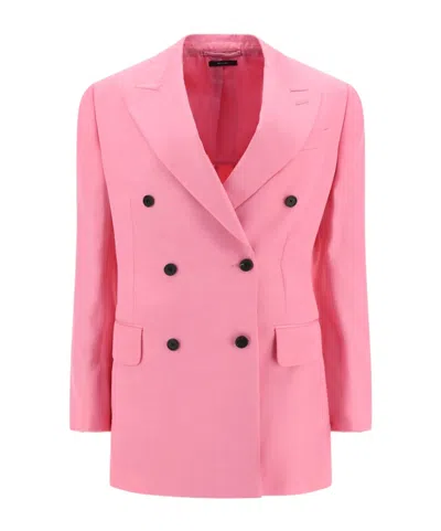 Tom Ford Double-breasted Tailored Blazer In Pink