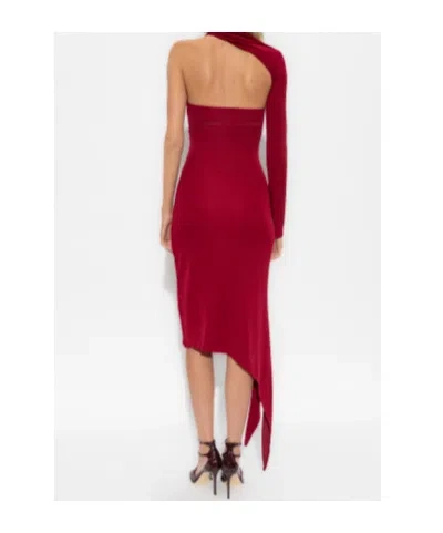 Courrèges One Shoulder Crepe Dress Woman Grenat In Viscose In Red