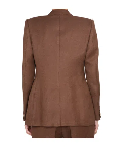 Tom Ford Tailored Padlocked Jacket With Peaked Lapels In Brown