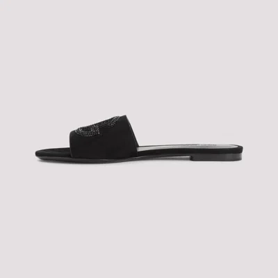 Dolce & Gabbana Dolce&gabbana Women Dg Logo Rubber Beachwear Sliders In Black