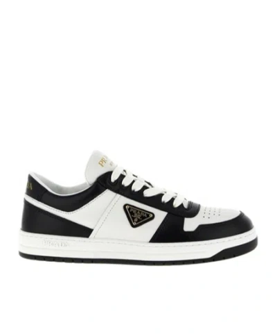 Prada Urban Leather Sneakers Featuring Contrast Panels In Black