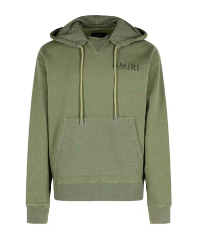 Amiri Cotton Sweatshirt Hooded Kangaroo Pocket In Green