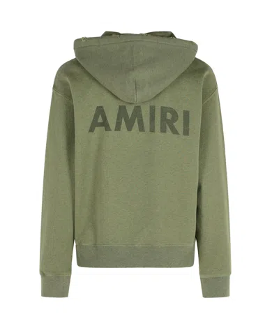 Amiri Cotton Sweatshirt Hooded Kangaroo Pocket In Green
