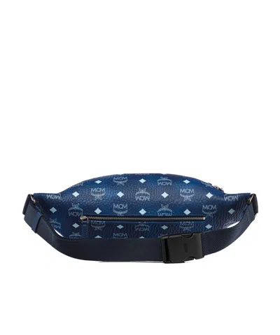 Mcm Belt Bags With Adjustable Strap And Front Pocket In Blue