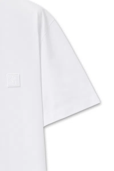 Wooyoungmi White Crewneck T-shirt With Logo Patch On The Front And Floral Motif On The Rear In Cotton Man In White