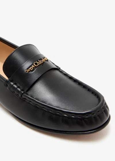Chloé Chain-detail Loafers In Black