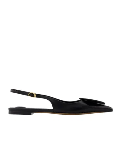 Jacquemus Les Duelo Plates Leather Slingback Flat In Black