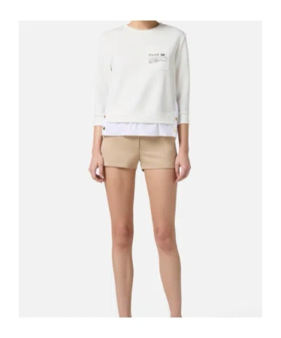 Elisabetta Franchi Fleece Top With Details In Poplin Fabric In White
