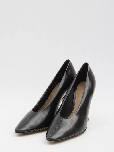 Bottega Veneta Scarpe Con Tacco Sofia In Pelle Verde Scuro Donna In Black