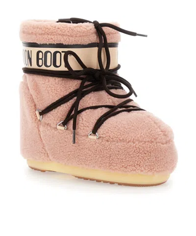 Moon Boot Icon Low Fleece Pink Snow Boot In Pink