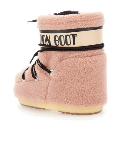 Moon Boot Icon Low Fleece Pink Snow Boot In Pink