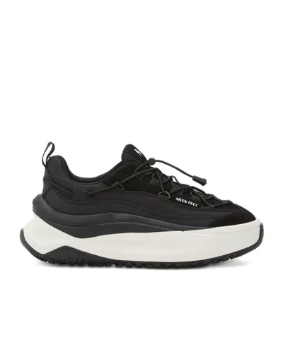 Moon Boot Fabric Sneakers With Chunky Sole And Pull Tab In Black