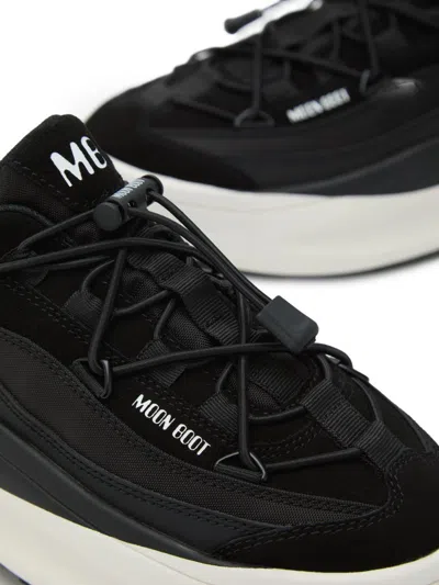 Moon Boot Fabric Sneakers With Chunky Sole And Pull Tab In Black