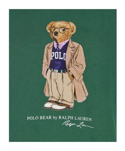 Polo Ralph Lauren Green Hoodie With Drawstring Hood And Logo Print On The Front In Cotton Blend Man In Green