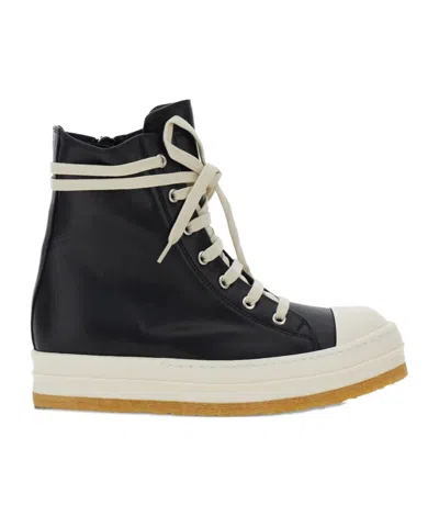 Rick Owens Geobasket High-top Sneakers Contrast Sole In Black