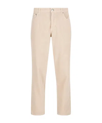 Brunello Cucinelli Belt Loops Slacks In Neutral