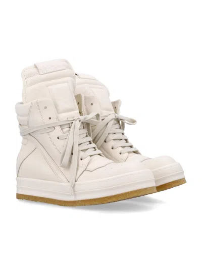 Rick Owens Geobasket High Top Sneaker Perforated Toe In White