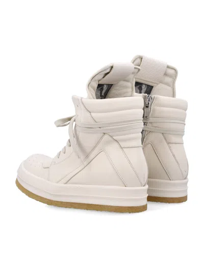 Rick Owens Geobasket High Top Sneaker Perforated Toe In White
